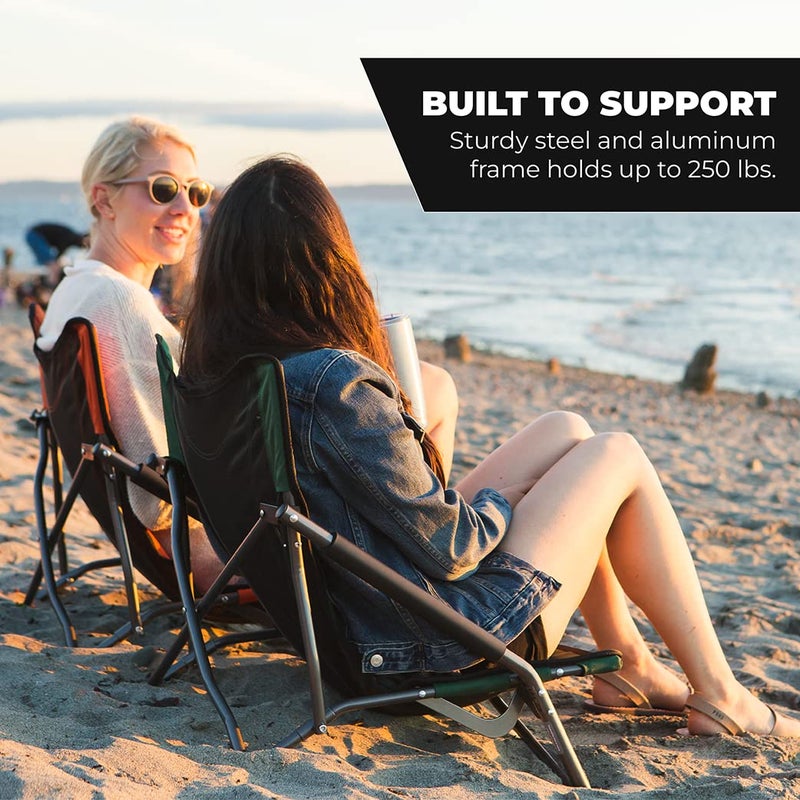 Cascade Mountain Tech Camping Chair - Low Profile Polyester Folding Chair for Camping, Beach, Picnic, Barbeques, Sporting Event with Carry Bag and Cushion Availability, Orange - Image 5